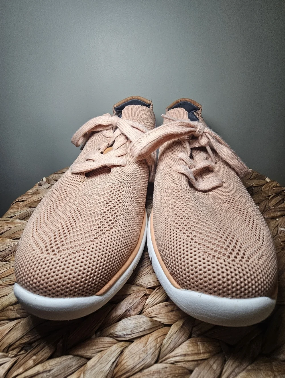 Propét Sachi Slip-On Sneaker Apricot Knit Leopard Accent Comfort Shoes 8.5